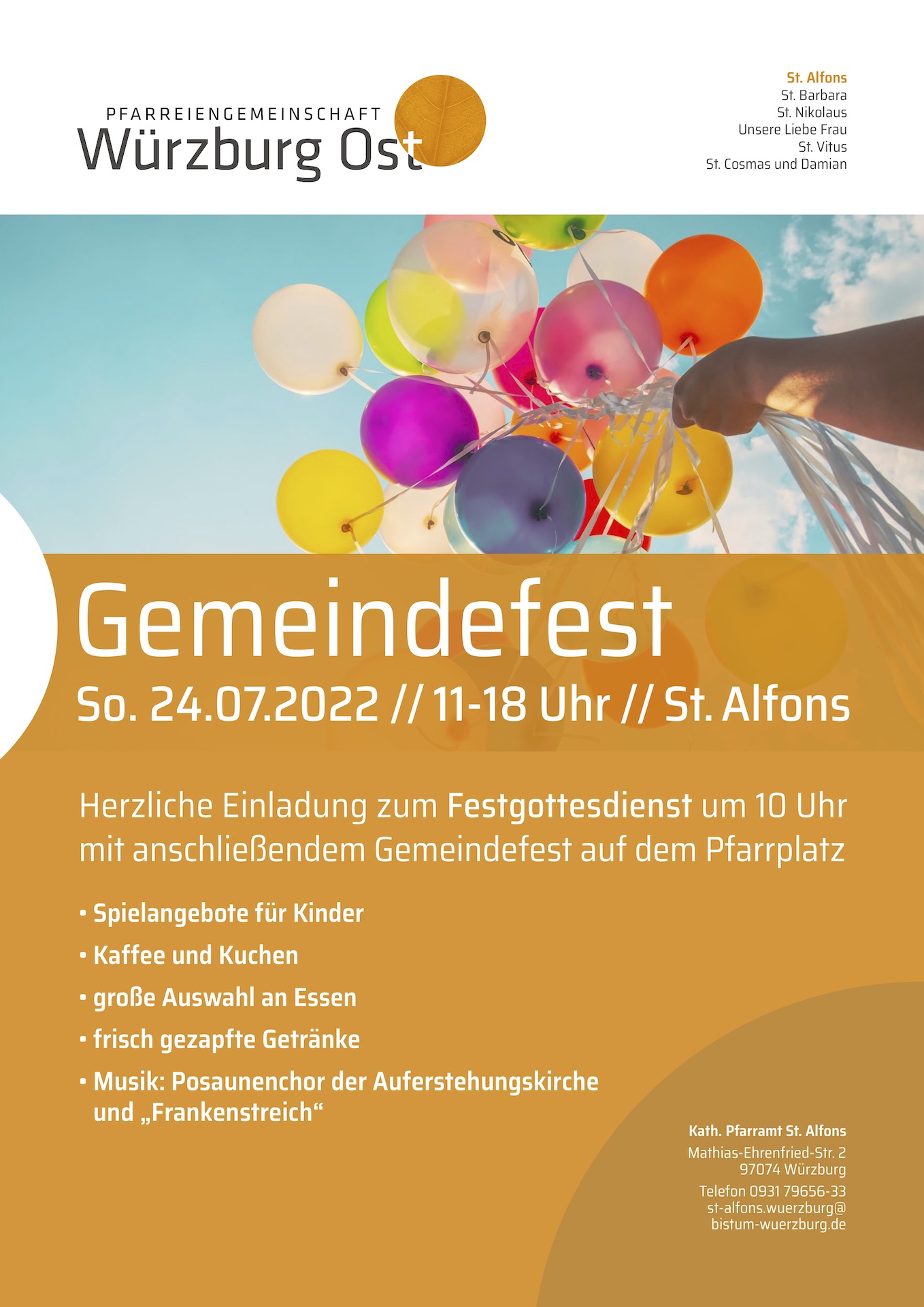 Plakat Gemeindefest St. Alfons 2022